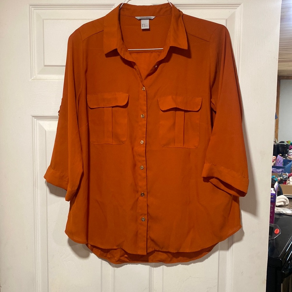 H&M burnt orange 3/4 sleeve shirt